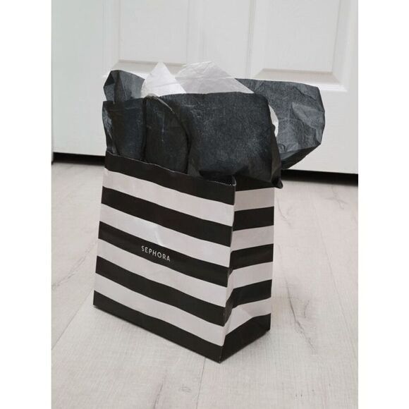 🖤🤍 SEPHORA Empty Black White Striped Paper Shopping Gift Bag with Tissues - Picture 6 of 9